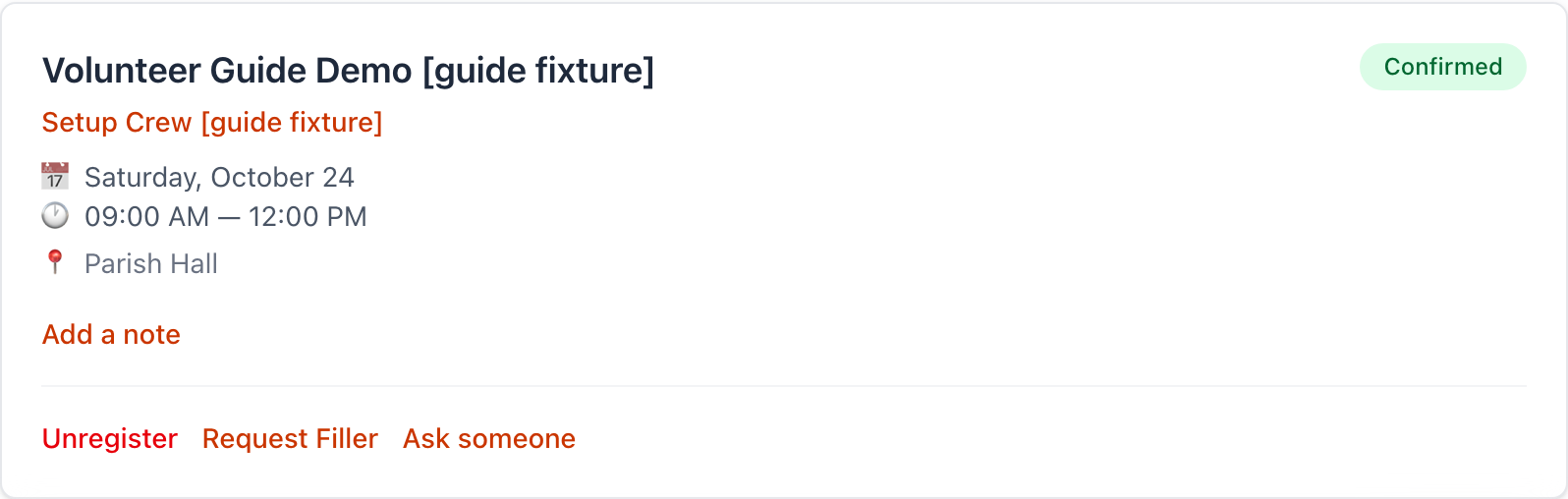 A confirmed shift on its shift date, with the Check in button showing.