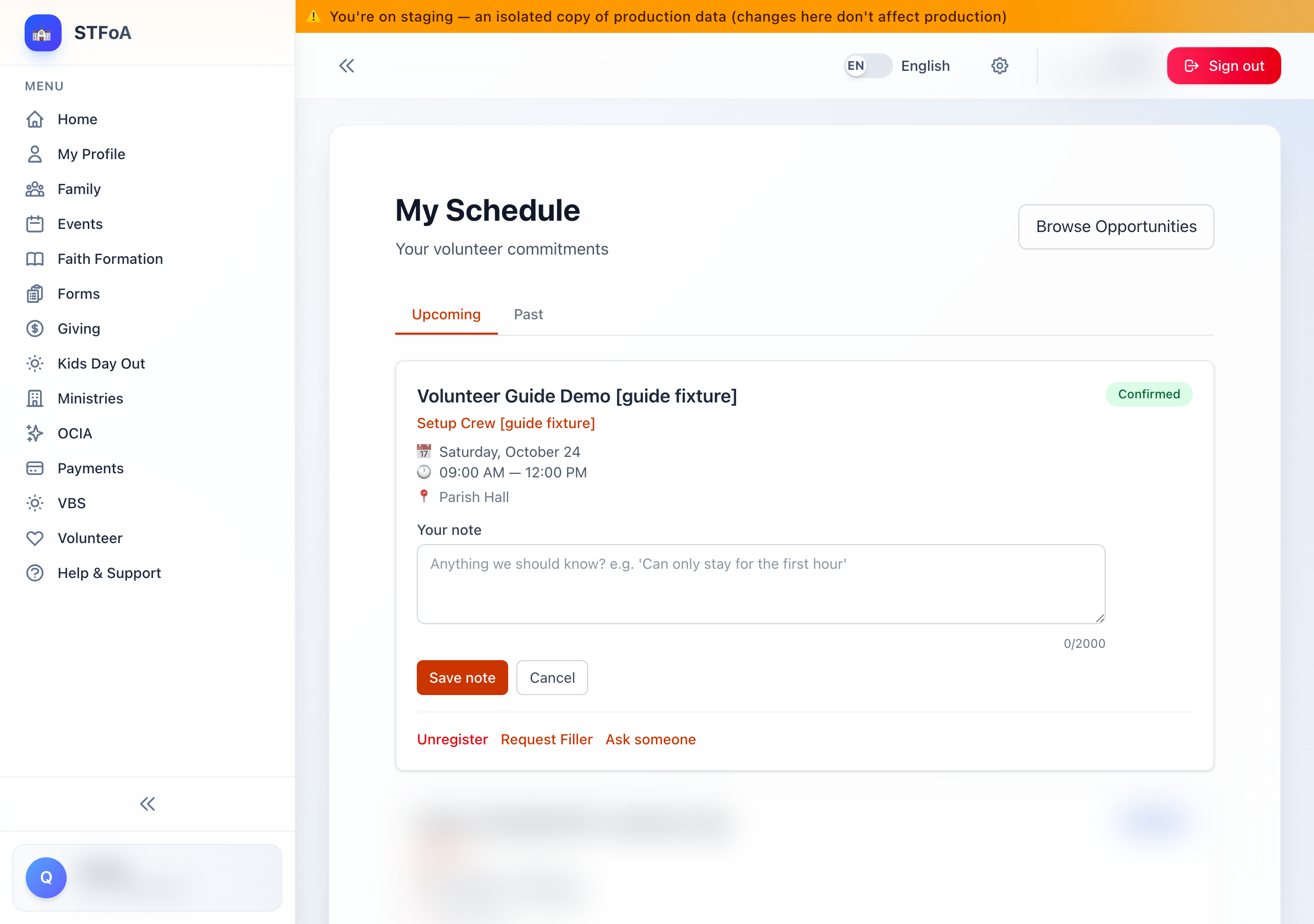 The confirmation dialog after selecting Request Filler.